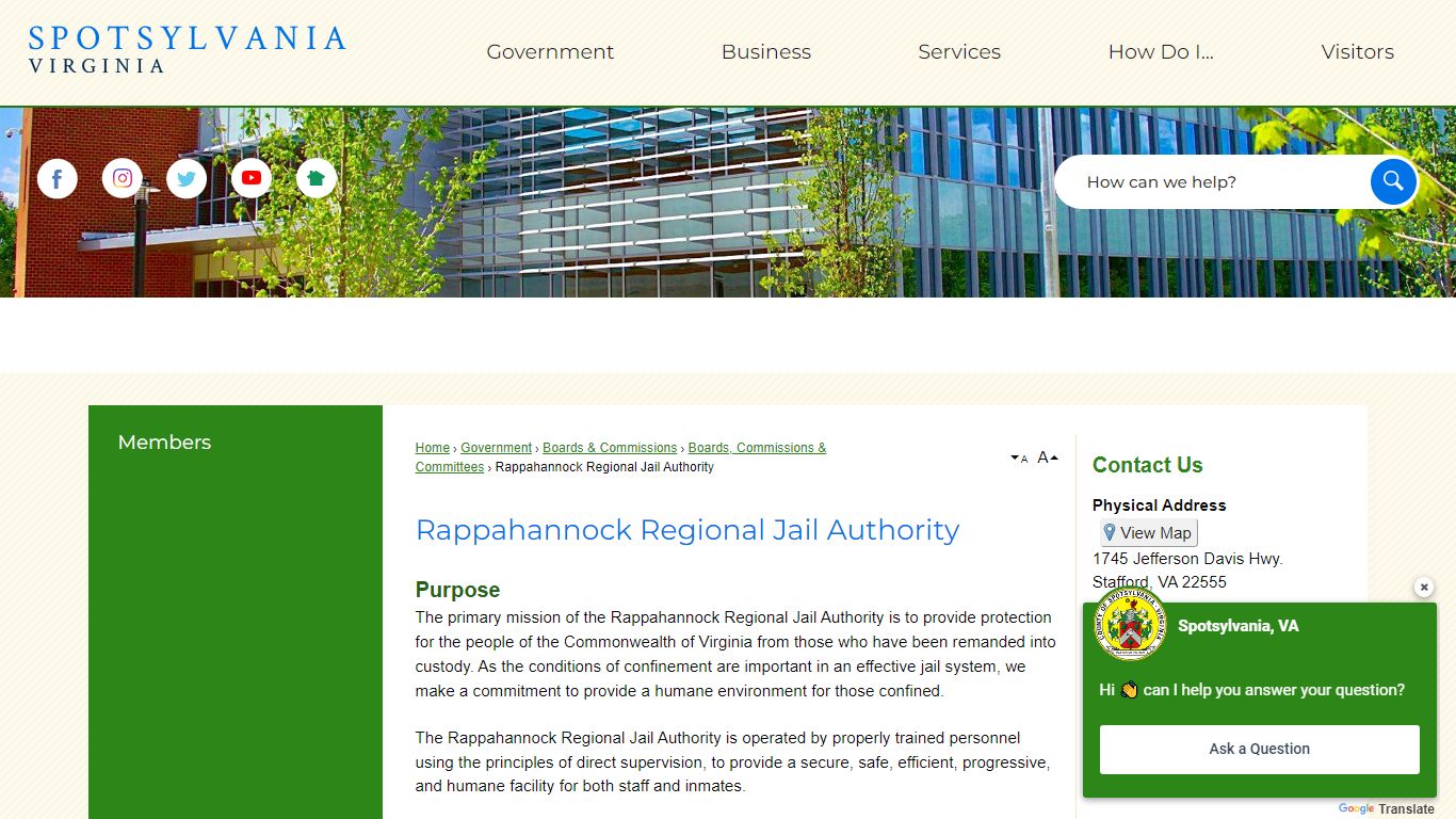 Rappahannock Regional Jail Authority | Spotsylvania County, VA